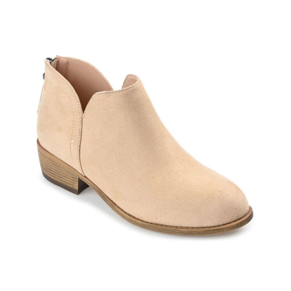 JOURNEE COLLECTION Womens Beige 3 Split Ankle Livvy Almond Booties 5.5 W